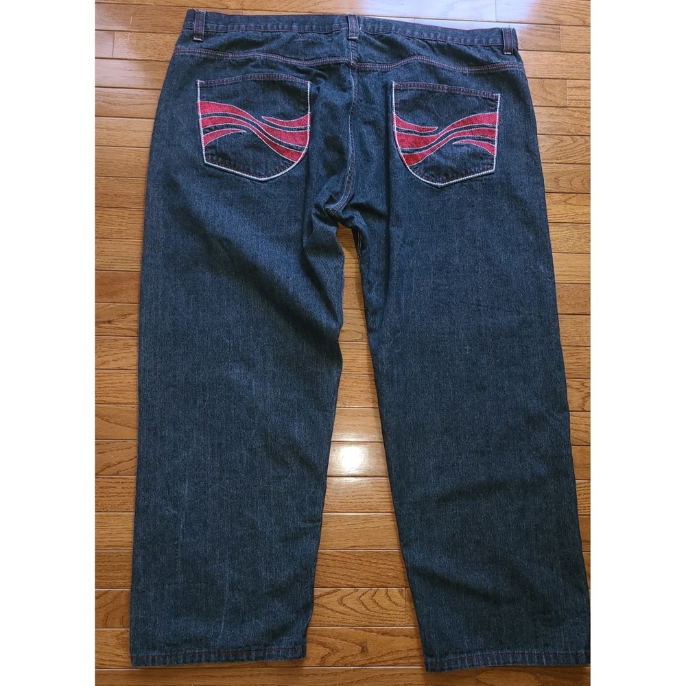 Jinzu Jeans Blue with Red and White Embroidery and stitching 52x34 Cool Pockets
